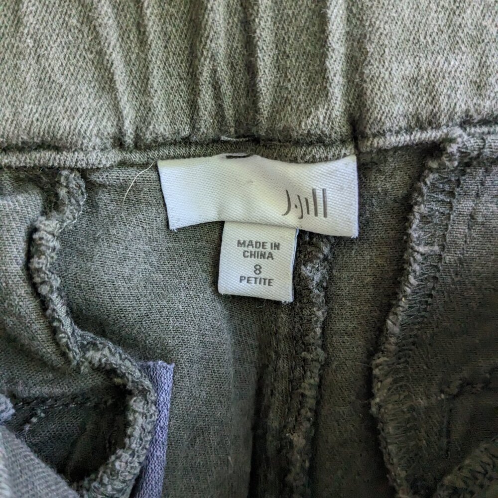 J.Jill Mid Rise Slim Cropped Stretch Jeans Women 8 Petite Khaki Green Raw Hem - Picture 8 of 11